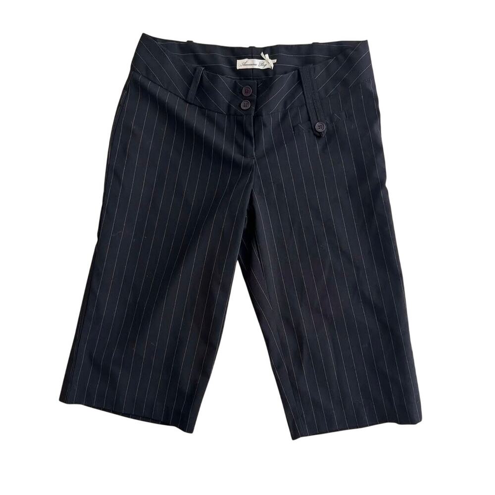 vintage american rag Y2K Black Pinstripe Low Rise Capri Shorts Size 3